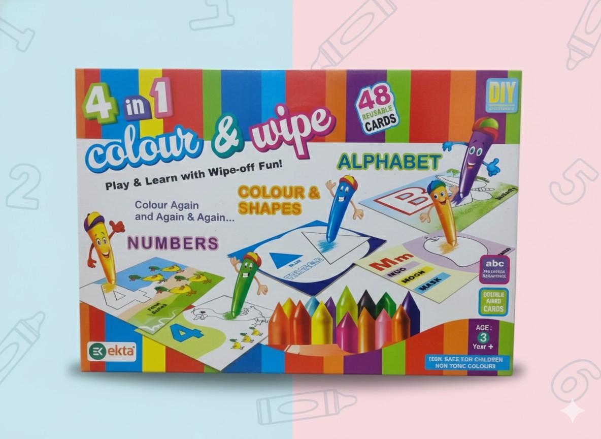Colour and Wipe 48 Reusable Cards - Ekta